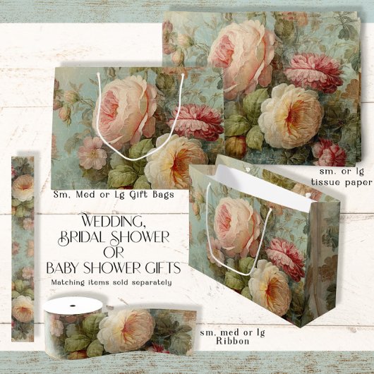 Frans  Roos Floral Blauw Roze Vrijgezellenfeest Groot Cadeauzakje