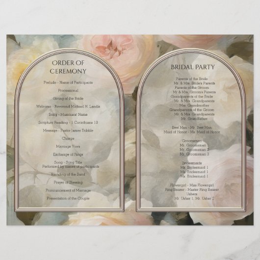 Frans Roos Floral Elegant Classic Wedding Programm (Achterkant)