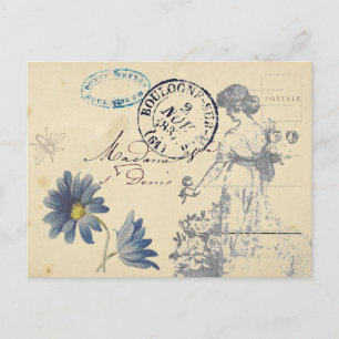 Frans Roos Lady Bee Flower Postmark Briefkaart