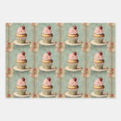  Frans roze cupcake verjaardagstheefeest Inpakpapier Vel (Voorkant 3)