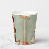  Frans roze cupcake verjaardagstheefeest Papieren Bekers (Rechts)