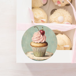  Frans roze cupcake verjaardagstheefeest Ronde Sticker