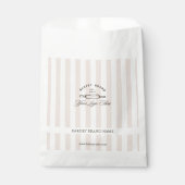  Frans Roze Elegant Gestreepte Bakkerij Logo Bedankzakje (Voorkant)