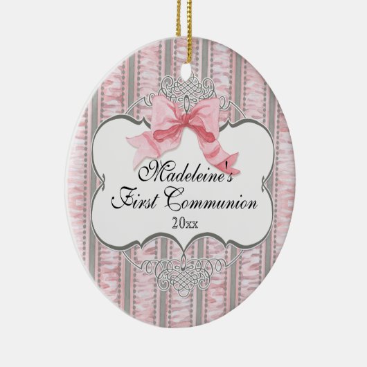 Frans Roze lint Boog Eerste Communie Ornament (Rechts)