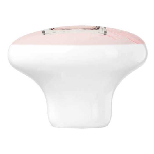 Frans roze parfumflesje Chic Monogram persoonlijk Keramische Knop (Zijkant)