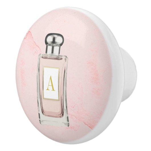 Frans roze parfumflesje Chic Monogram persoonlijk Keramische Knop (Rechts)