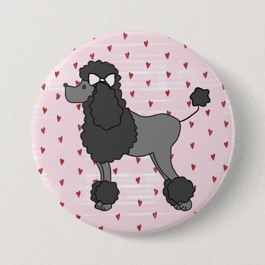  Frans Roze Poodle Pin Ronde Button 7,6 Cm (Voorkant)