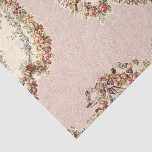  Frans Roze Rose Bloemen Garland Decoupage Tissuepapier (Detail)