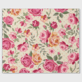Frans roze rozenwrapppapier cadeaupapier (Vlak)
