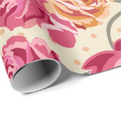 Frans roze rozenwrapppapier cadeaupapier (Rol Hoek)