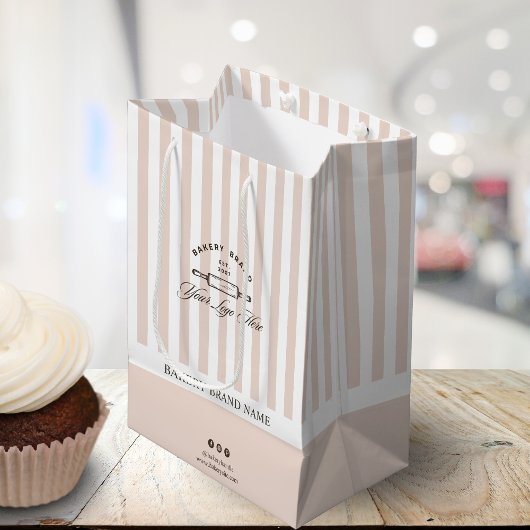  Frans Roze Strepen Bakkerij Logo Business Medium Cadeauzakje