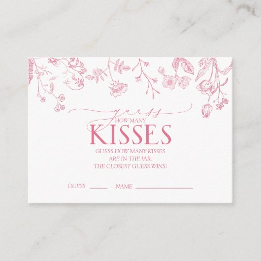 Frans Roze Victoriaans Bloemen Vrijgezellenfeest S Informatiekaartje (Voorkant)