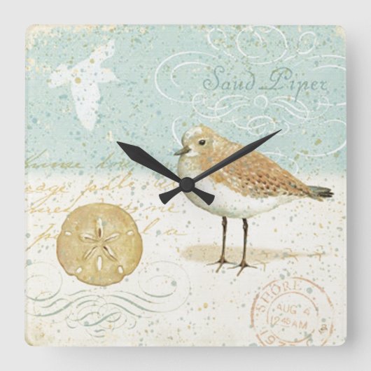 Frans Sand Piper Vierkante Klok (Voorkant)