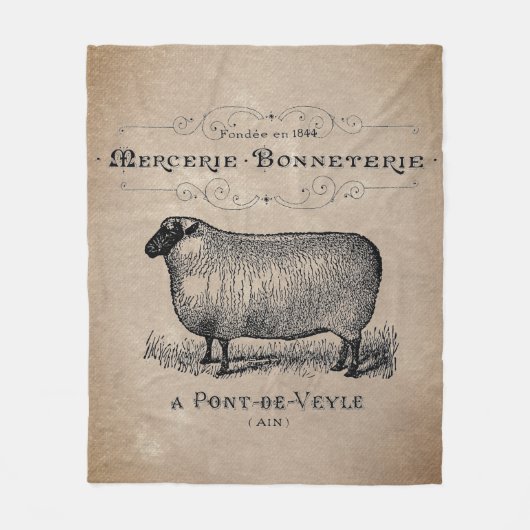  Frans schaap oud Muslin Farmhouse Rustic Fleece Deken (Voorkant)