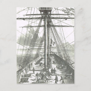 Frans Schip van de lijn 1800 op het dek Briefkaart
