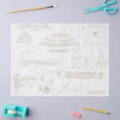 Frans  schrift Ephemera Typography Floral Tissuepapier (Craft)