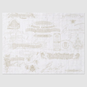 Frans  schrift Ephemera Typography Floral Tissuepapier