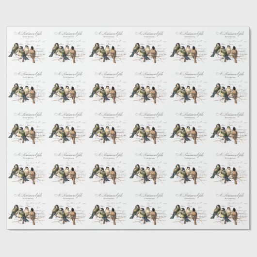 Frans schrijven en vogels Cadeaupapier (Vlak)