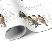  Frans schrijven en vogels Cadeaupapier (Rol Hoek)