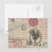 Frans Schrijven Paris Rooster typografie Briefkaart (Voorkant / Achterkant)
