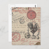  Frans Schrijven Paris Rooster typografie Briefkaart (Voorkant / Achterkant)