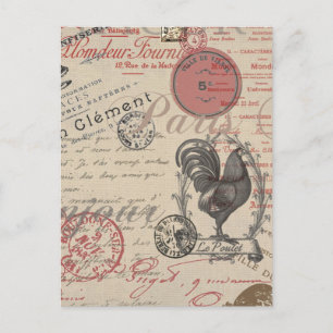 Frans Schrijven Paris Rooster typografie Briefkaart