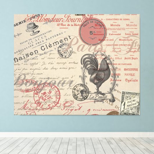  Frans Schrijven Paris Rooster typografie Canvas Afdruk (Insitu (Houten vloer))