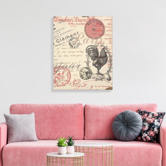  Frans Schrijven Paris Rooster typografie Canvas Afdruk (Insitu (Woonkamer))