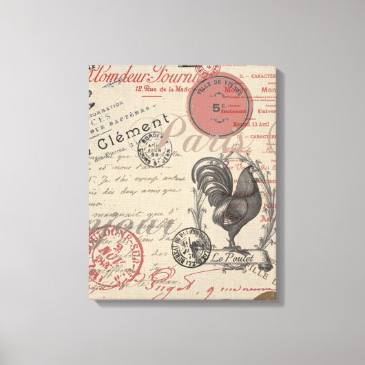  Frans Schrijven Paris Rooster typografie Canvas Afdruk (Voorkant)