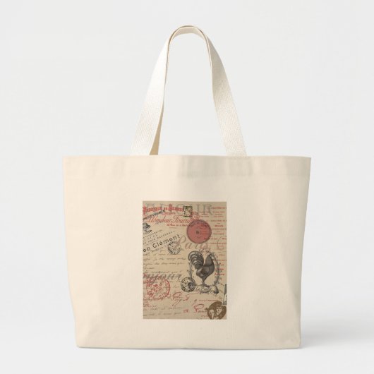  Frans Schrijven Paris Rooster typografie Grote Tote Bag (Voorkant)