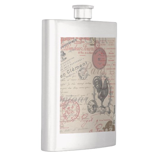  Frans Schrijven Paris Rooster typografie Heupfles (Rechts)