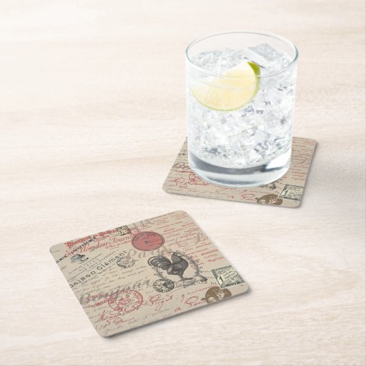  Frans Schrijven Paris Rooster typografie Kartonnen Onderzetters (Insitu)