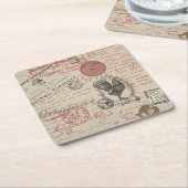 Frans Schrijven Paris Rooster typografie Kartonnen Onderzetters (Schuin)