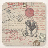  Frans Schrijven Paris Rooster typografie Kartonnen Onderzetters (Voorkant)