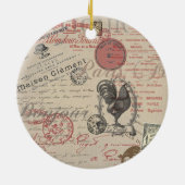  Frans Schrijven Paris Rooster typografie Keramisch Ornament (Achterkant)