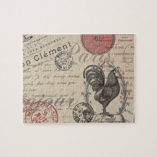  Frans Schrijven Paris Rooster typografie Legpuzzel (Horizontaal)