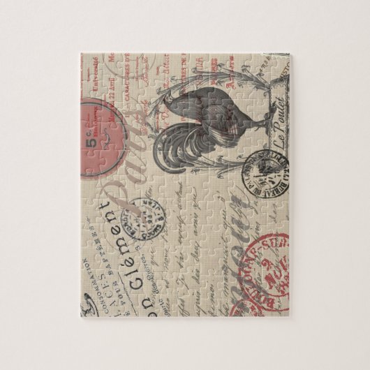  Frans Schrijven Paris Rooster typografie Legpuzzel (Verticaal)