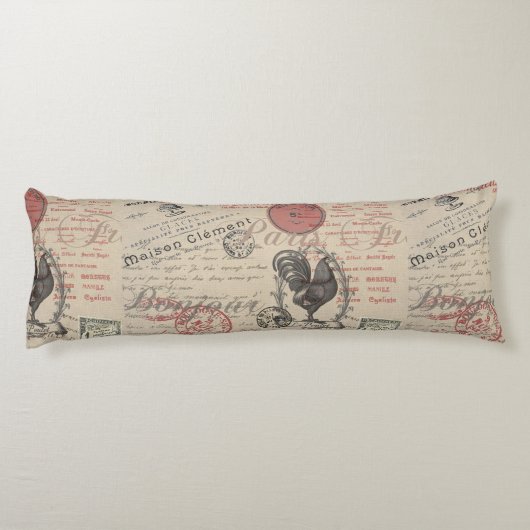  Frans Schrijven Paris Rooster typografie Lichaamskussen (Achterkant)