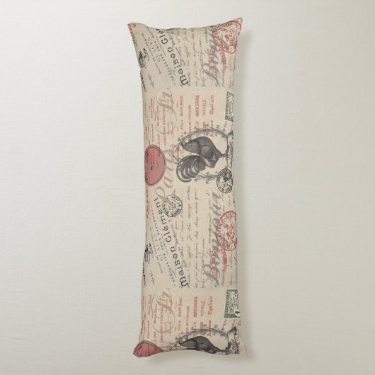 Frans Schrijven Paris Rooster typografie Lichaamskussen (Achterkant (Verticaal))