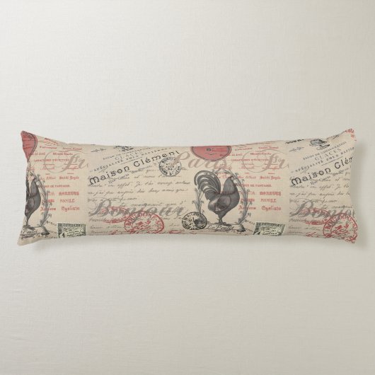  Frans Schrijven Paris Rooster typografie Lichaamskussen (Voorkant)