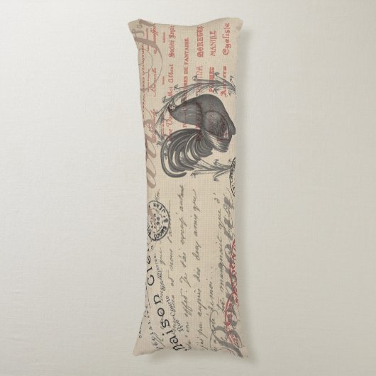  Frans Schrijven Paris Rooster typografie Lichaamskussen (Voorkant Verticaal)