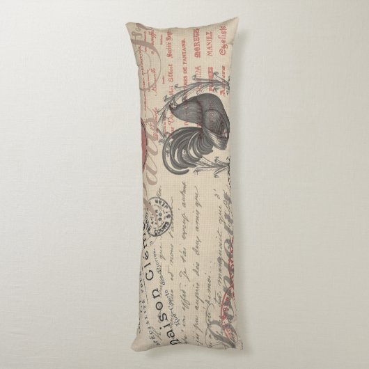  Frans Schrijven Paris Rooster typografie Lichaamskussen (Achterkant (Verticaal))