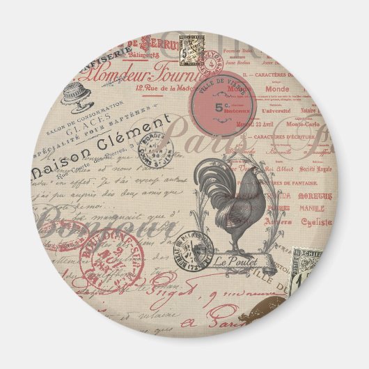 Frans Schrijven Paris Rooster typografie Magneet (Voorkant)