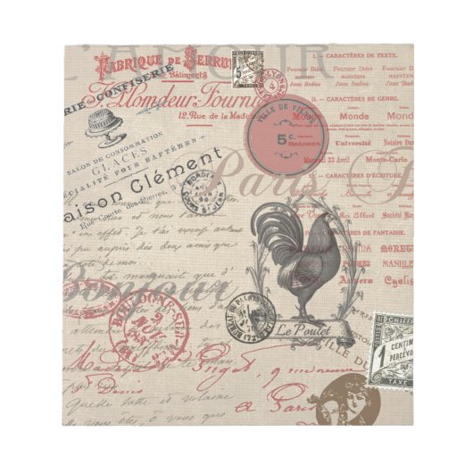 Frans Schrijven Paris Rooster typografie Notitieblok (Voorkant)