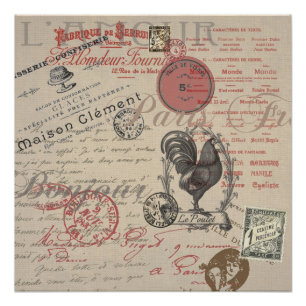 Frans Schrijven Paris Rooster typografie Perfect Poster