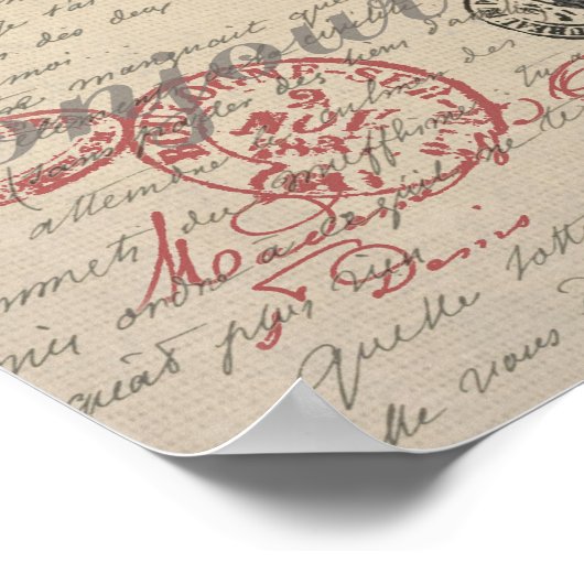  Frans Schrijven Paris Rooster typografie Poster (Hoek)