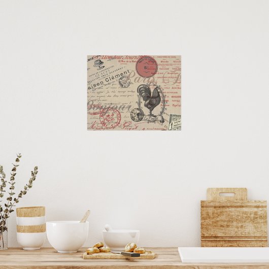 Frans Schrijven Paris Rooster typografie Poster (Keuken)