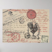 Frans Schrijven Paris Rooster typografie Poster (Voorkant)