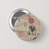  Frans Schrijven Paris Rooster typografie Ronde Button 5,7 Cm (Voorkant /achterkant)