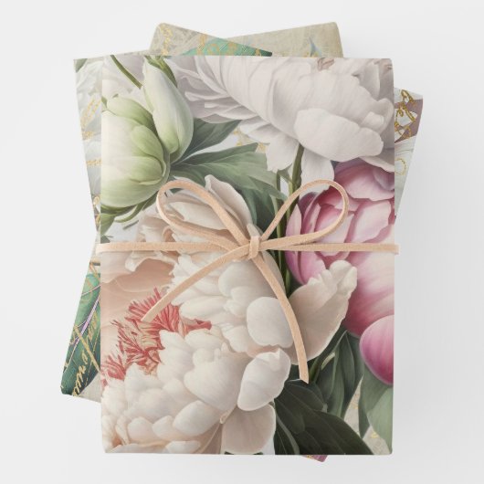 Frans script beeldende kunst rozen antiek kant inpakpapier vel (In situ)